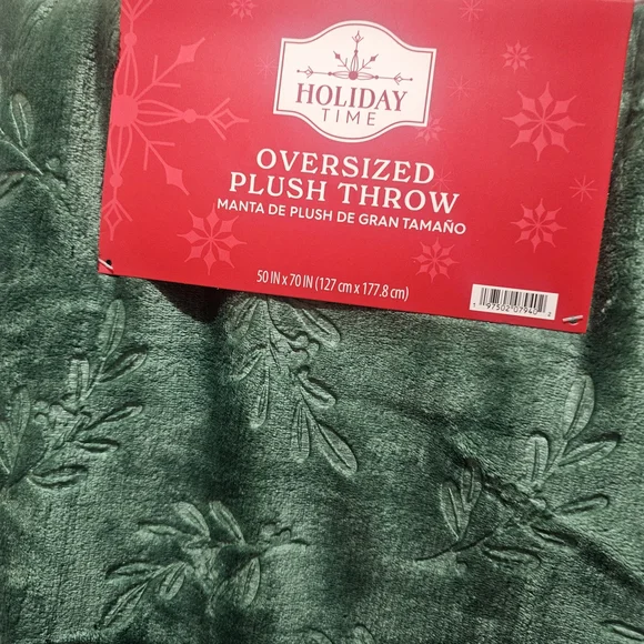 NEW Holiday Time Green Plush Throw 50" X 70" - Picture 2 of 2